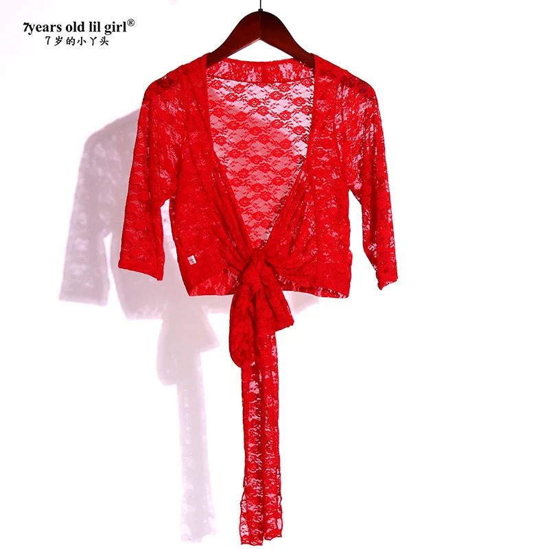 Belly Dance Top Female Performance Clothes Middle Sleeve New Korean Lace Folding Top Brand Design LM03