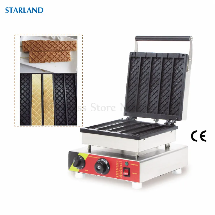 Electric Non-Stick Rectangle Waffle Machine 5Pcs Waffle Molds Commercial Stainless Steel Waffle Baking Kitchen Fittings