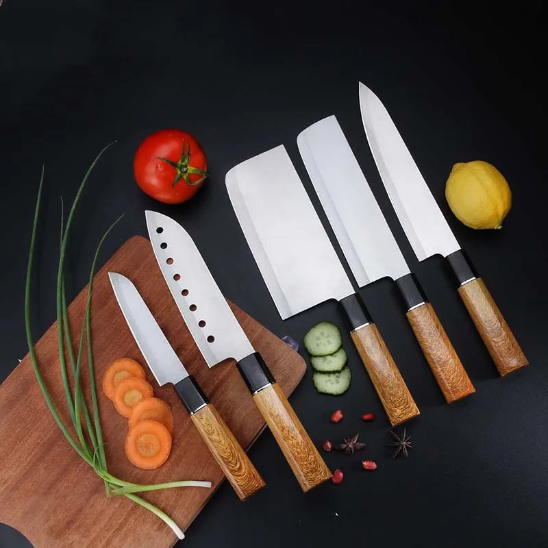 

Набор кухонных ножей из нержавеющей стали Santoku Nakiri Многофункциональный кухонный нож, набор острых лезвий, Набор японских ножей, кухонный набор из 1-6 ножей