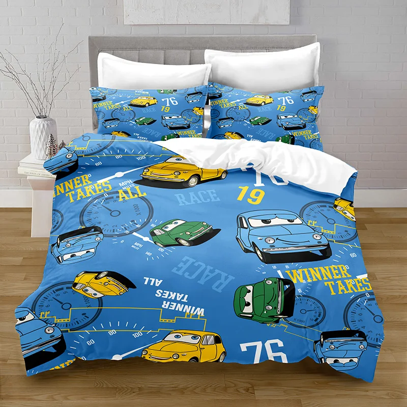 100% Polyester Cartoon Construction Truck Cover Digital Printing Bedding Set with Pillowcase Bed Cover Boy Quilt Bedding Set