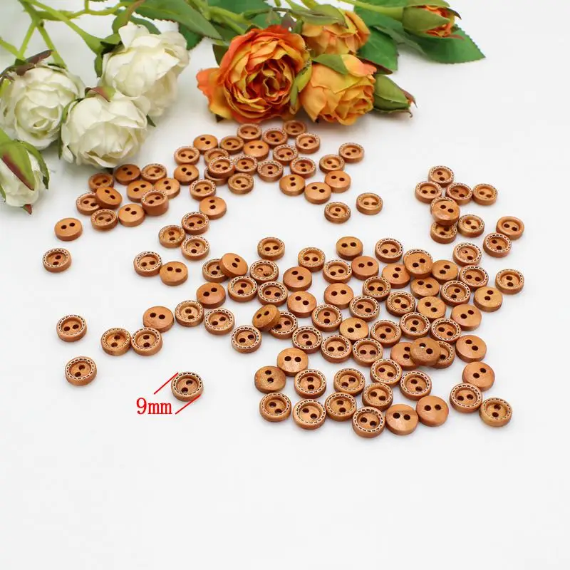 100 or 200pcs 8mm Mini Wooden Buttons for Crafts Sewing Accessories Clothing Supplies Home Decor 4 Holes