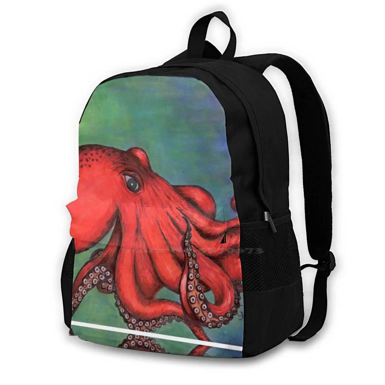 Octopus Backpack For Student School Laptop Travel Bag Octopus Underwater Underwater Series Hand Drawn Marker Sea Life The