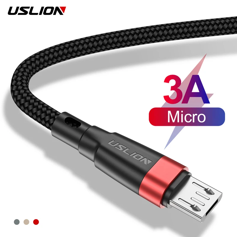 USLION Micro USB Cable for Samsung Android Data Cable Cord QC 3.0 Fast Charging Cable for Xiaomi Redmi Mobile Phone USB Cable