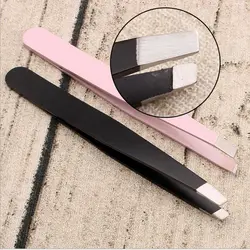 Professional Makeup Stainless Steel Eyebrow Tweezers 2 pcs Slant Tip Removal Beautiful Useful Tool