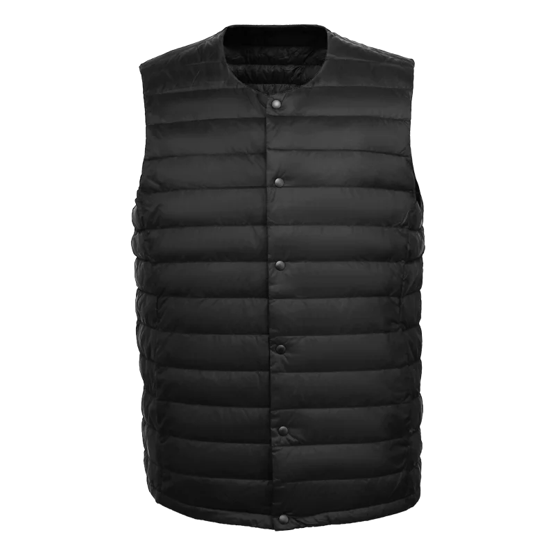 Man Sleeveless V Neck Vest Winter Warm 90% Duck Down Padded Jacket Male Vests Waistcoat Warm O Neck Liner