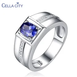 Cellacity Sapphire Ring for Men Opening adjustable Silver Jewelry Gemstones Gorgeous Temperament Accessory for Anniversary