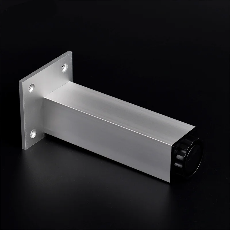 Pie de gabinete de aluminio, soporte de altura ajustable para muebles, cojinete de 60kg por pieza, mesa, sillas, cama, sofá, pies cuadrados, hardware