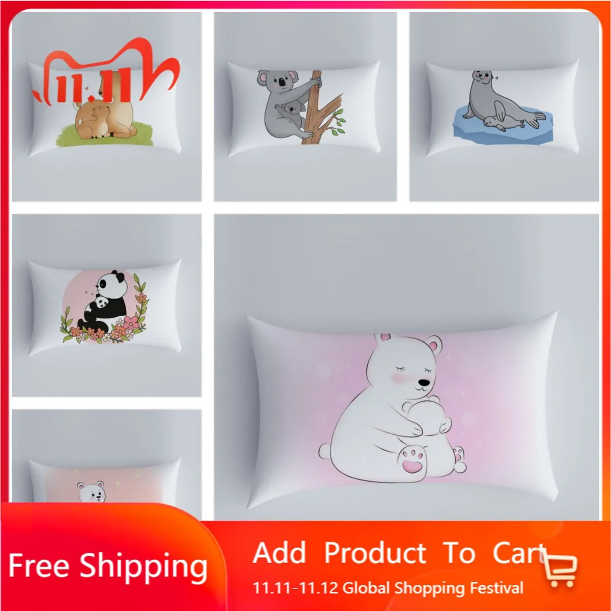 

Parent-child series pillowcase animal pattern cushion cover pillow living room sofa home decoration pillowcase can be customized