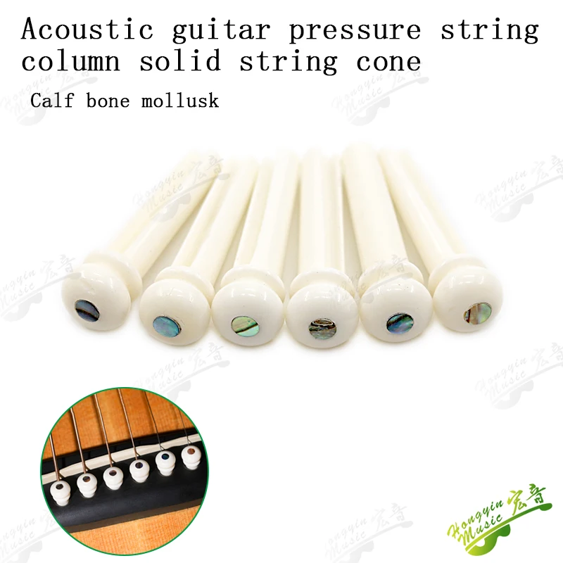 Pines de puente de guitarra de hueso de buey, pasador de puente para guitarra acústica con concha de perla, Círculo de latón, accesorios de