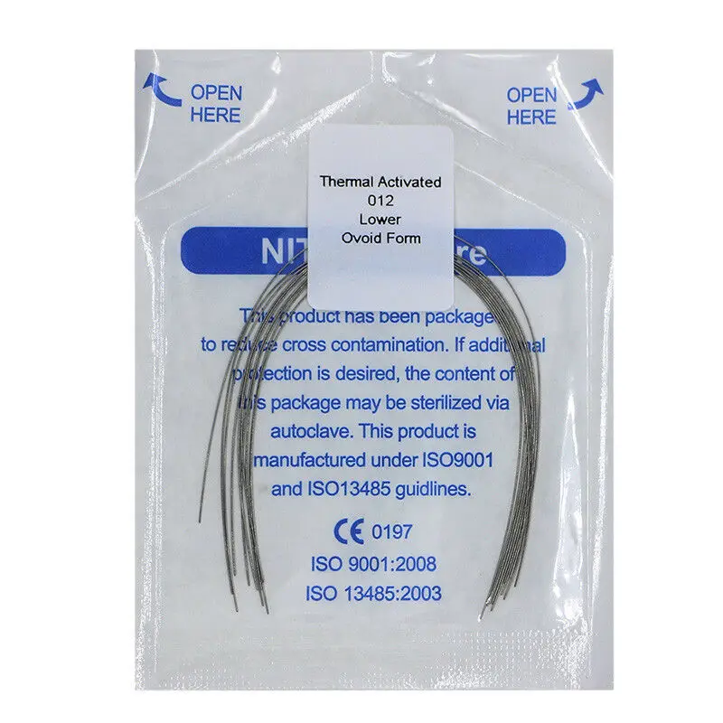 Thermo ativado Round Niti Archwire para dentista, Thermo ativado arcos, Materiais dentários, Ovoid Wire, Dentista, 10 pcs