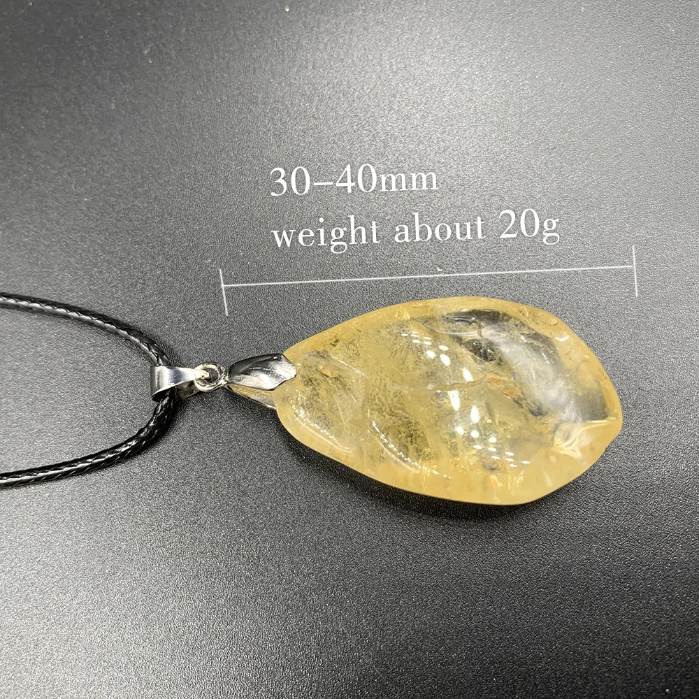 Natural Irregular Crystal Citrine Pendant Lemon Quartz Stone Healing Gemstone Divination Spiritual Meditation Jewelry Necklace