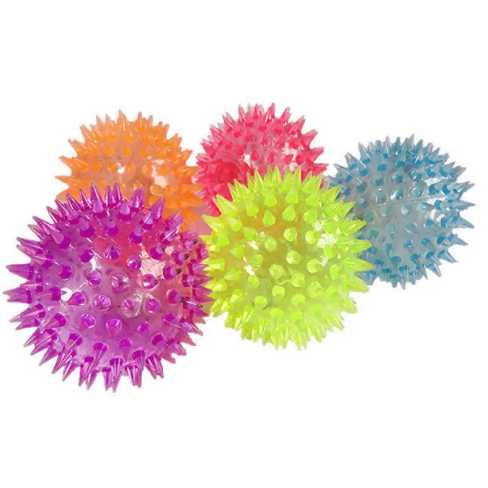 Massage Ball Portable LED Flashing Bounce Spike Stress Relief Kids Pet Gog Toy