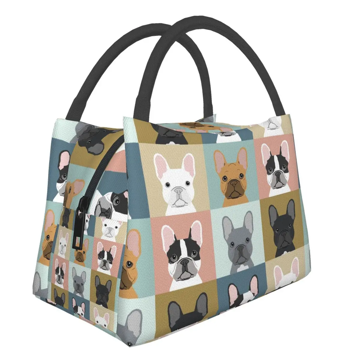 

Cute French Bulldog Print Lunch Bag For Women Big Portable Insulated Canvas Thermal Food Lunch Bags Women Kids Picnic Bag Totes