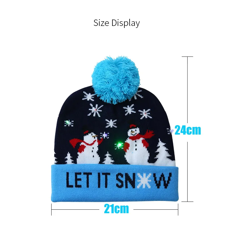 Cute Light Up Christmas Hat Flashing Led Snowman Winter Warm Color Knitted Cap Christmas Gift For New Year Xmas Party Decoration