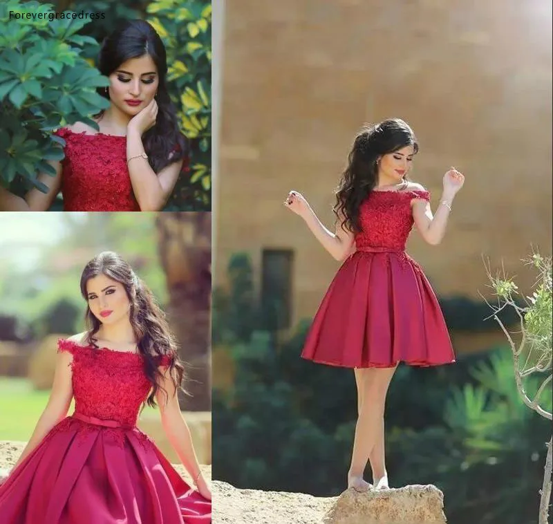 2019 Cheap Little Red Short Bridesmaid Dress Off the Shoulder Knee Length Semi Club Wear Homecoming Party Gown Plus Size