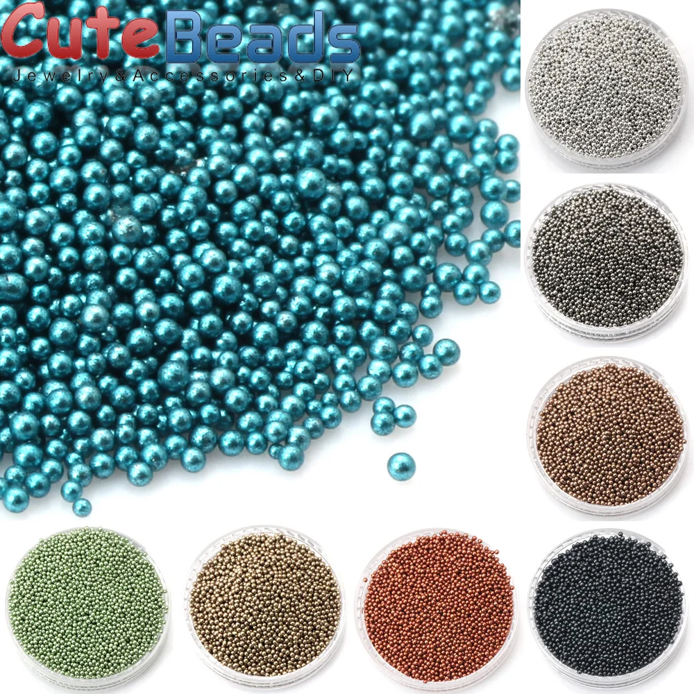 0.6-0.8MM 20G/lot Micro Ball Crystal Nail Art Metal color Caviar Nonporous Beads Glass DIY Decorations