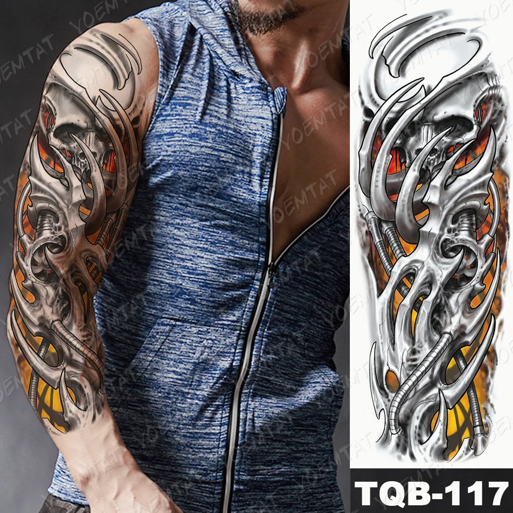 Tatuaggio manica grande braccio drago giapponese Prajna adesivo tatuaggio temporaneo impermeabile Body Art meccanico tatuaggio finto completo donna