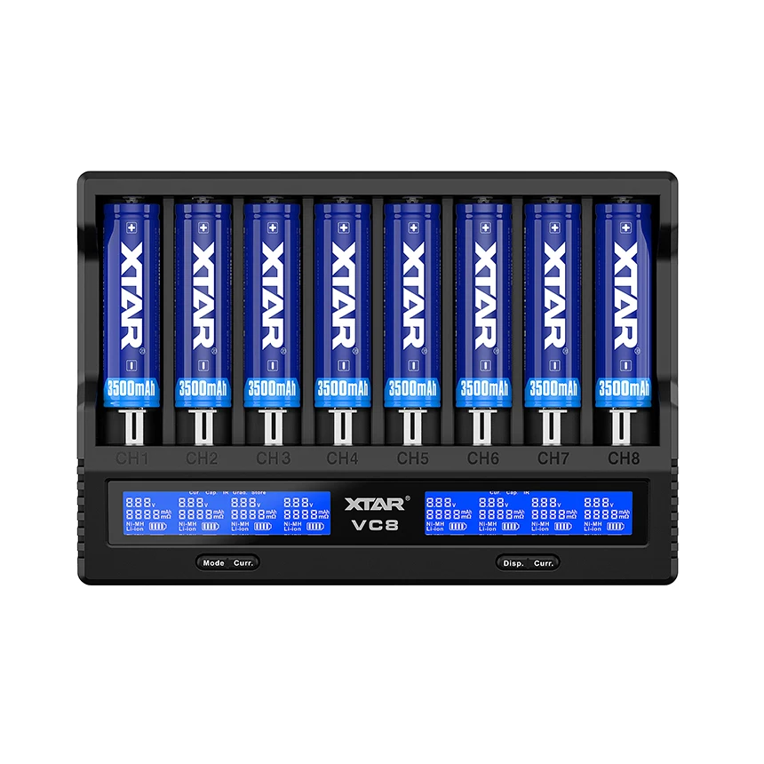 xtar-vc8バッテリー充電器新しいlcdディスプレイxtar充電器vc8-vc4vc4sqc3026650217002070018650