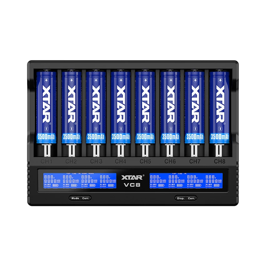 Il più nuovo caricabatteria XTAR VC8 Display LCD caricabatterie XTAR VC8 = VC4 + VC4S QC3.0 ricarica rapida 26650 21700 20700 18650 batteria