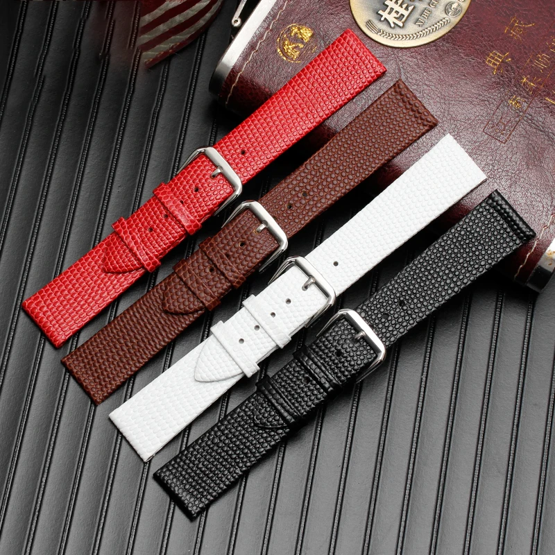 lizard pattern genuine leather watchband 10mm 12mm 14mm 16mm watch bracelet Thin ladies strap Simple stylish wristwatches band