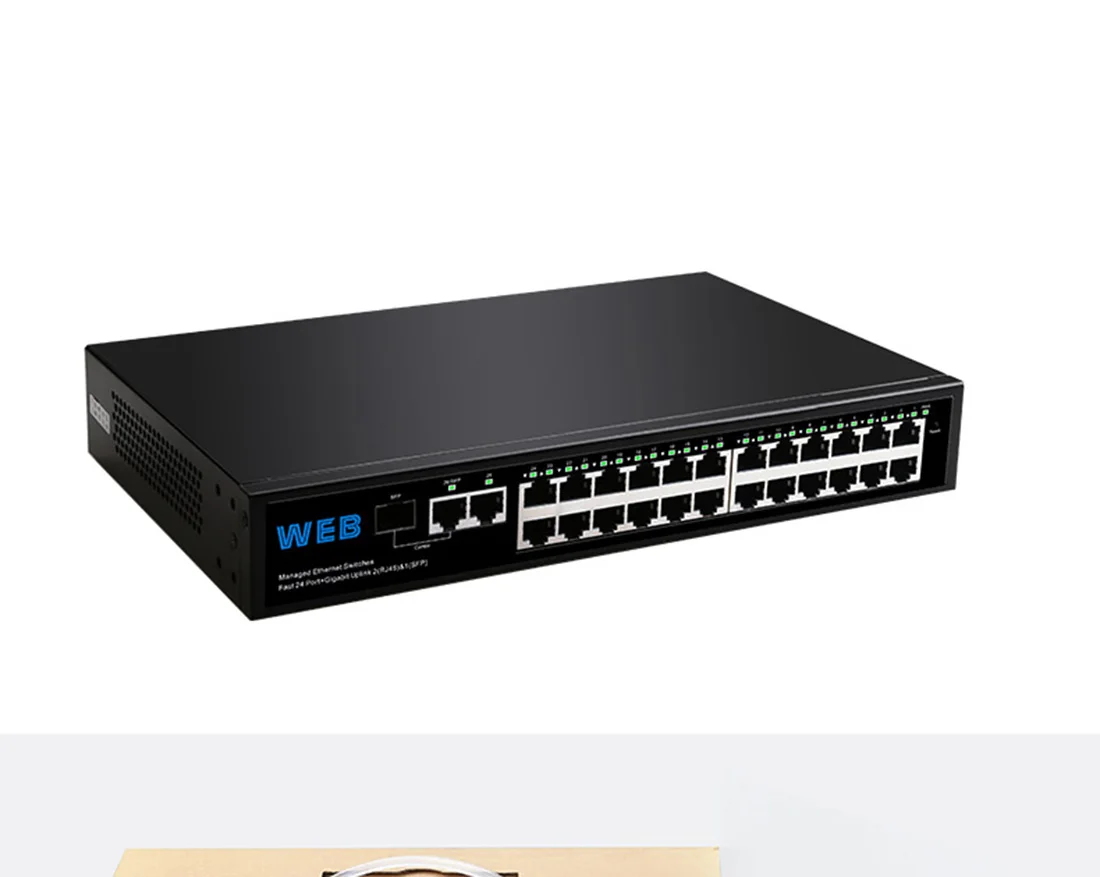 

24 Port 10/100Mbps+2 Port Gigabit+1xSFP Ethernet Network Switch RJ45 VLAN Isolation WEB Managed Network Desktop Switch