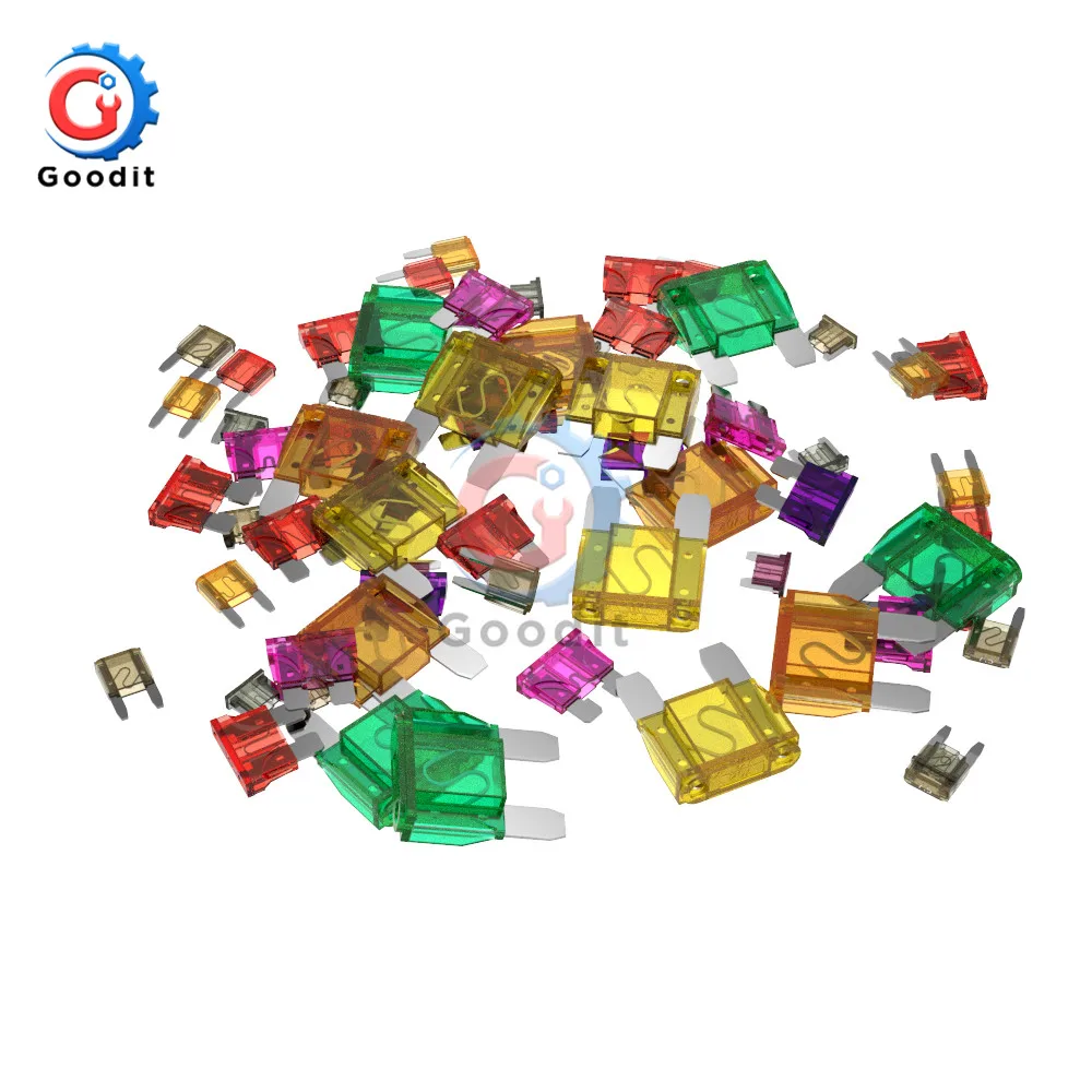 10pcs Mini Standard Micro Fuses 5A 7.5A 10A 15A 20A 25A 30A 35A 40A Amp Clip Assortment Auto Blade Type Fuse Set for Car Truck