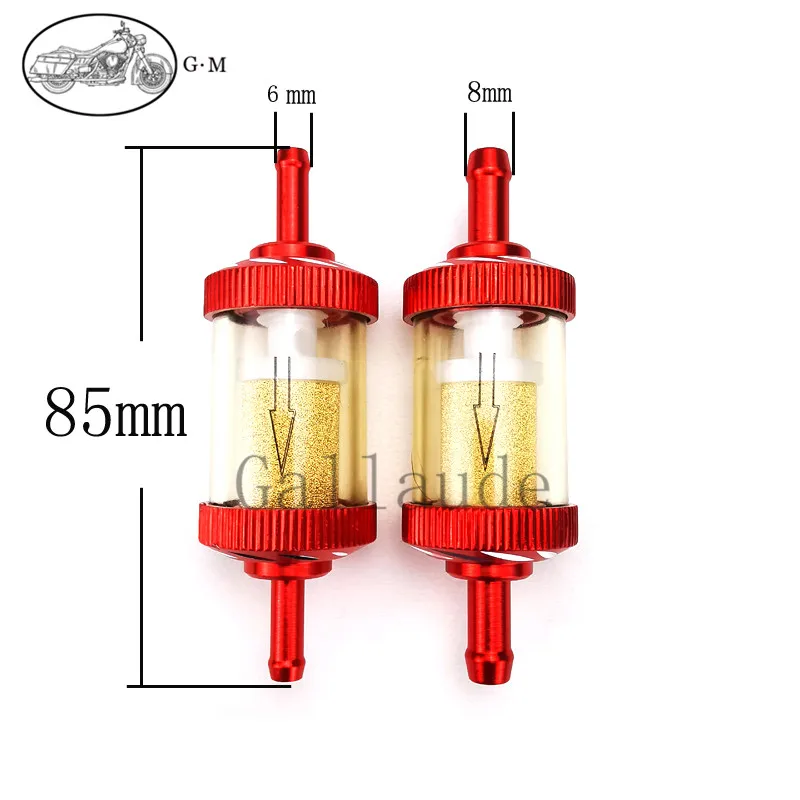 6mm/8mm CNC Aluminum Alloy Glass Motorcycle Gas Fuel Gasoline Oil Filter Moto Accessories for ATV Dirt Pit Bike Motocross