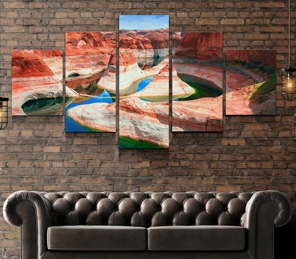 

5 Pieces Wall Art Canvas Painting Canyon Landscape Poster Modern Home Decoration Pictures Modular Living Room Bedroom Framework