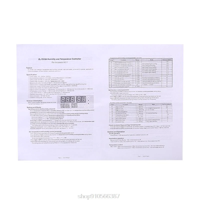 ZL-7918A Multifunction Automatic Incubator 100-240V LCD Temperature Humidity Control 18 Thermostat N19 20 Dropshipping