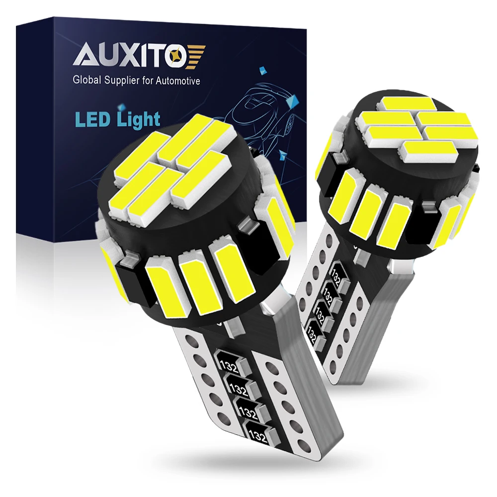 AUXITO 2Pcs W5W LED T10 Car Light LED Canbus No Error Automobiles Interior License Plate Lamp Car Reading DRL Bulb 6500K White