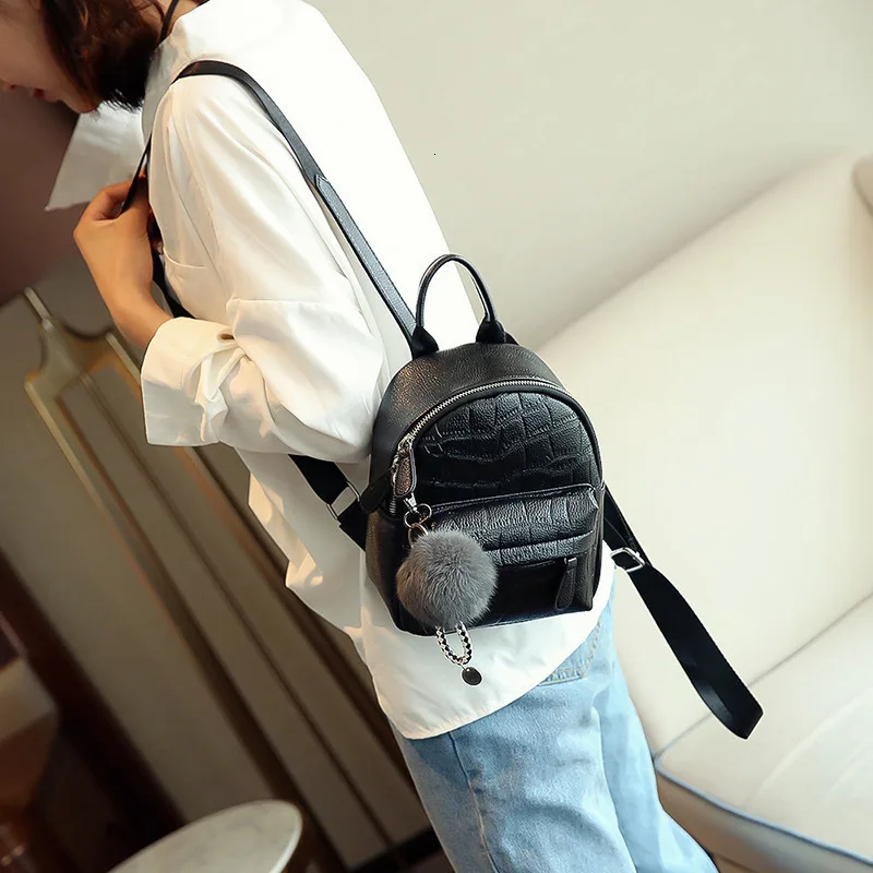 Mini Mochila De Cuero PU para mujer, bonita mochila pequeña para mujer, mochila negra blanca para niñas adolescentes, moda