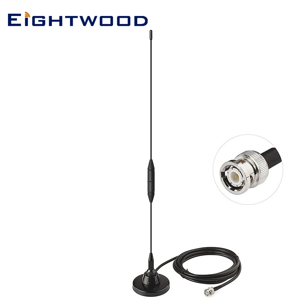 Eightwood VHF UHF Ham Radio Mobile Radio Antenna Magnetic BNC Male Aerial for Uniden Bearcat Whistler Radio Shack Police Scanner