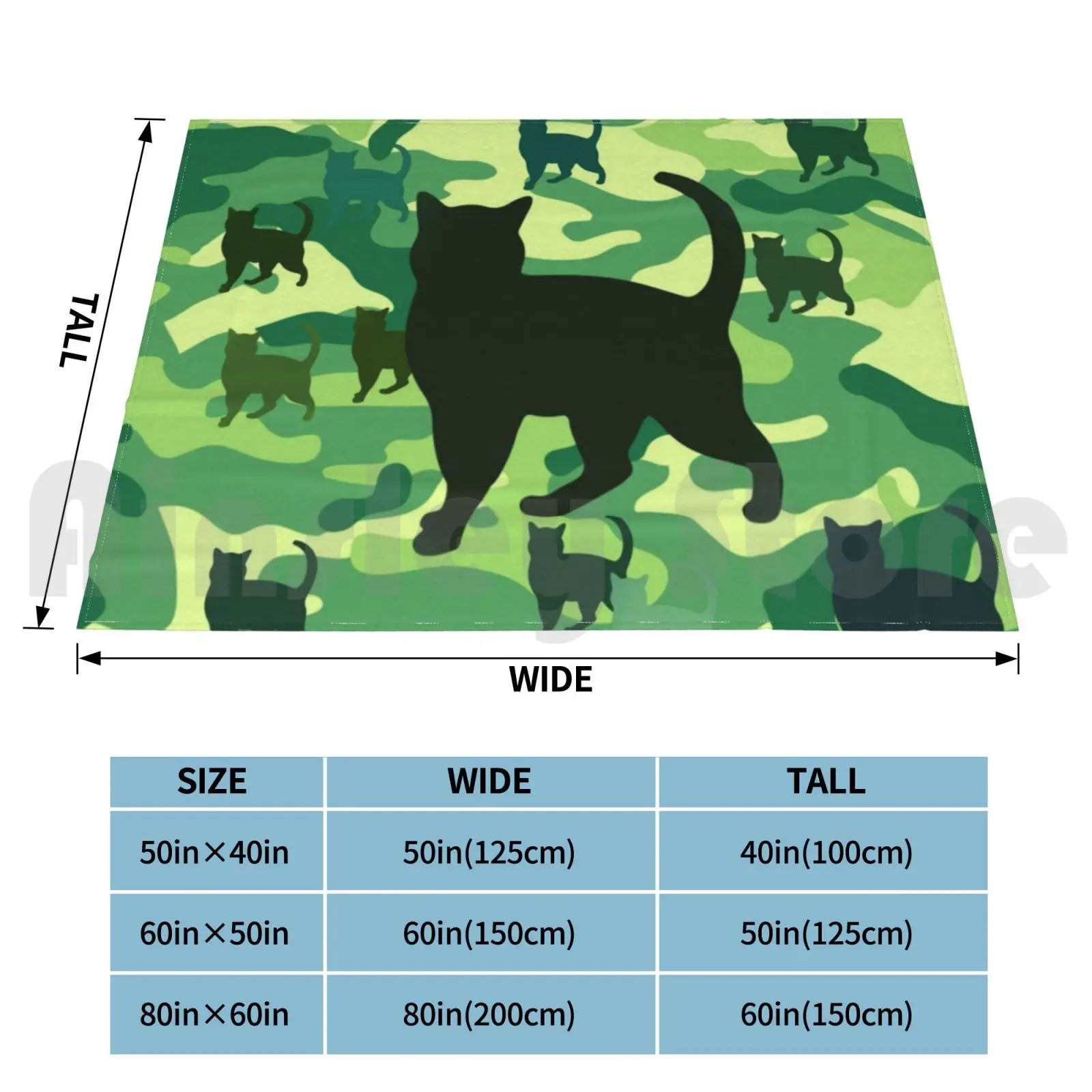 Cool Cat Camouflage Design Blanket Fashion Custom Meow Funny Cat Funny Animals Funny Kittens Special Pets Cat My