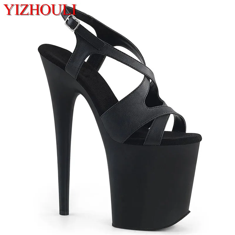 

Summer 20 cm sexy matte black vamp heels, 8 inch stiletto sandals/pole dancing model sandals