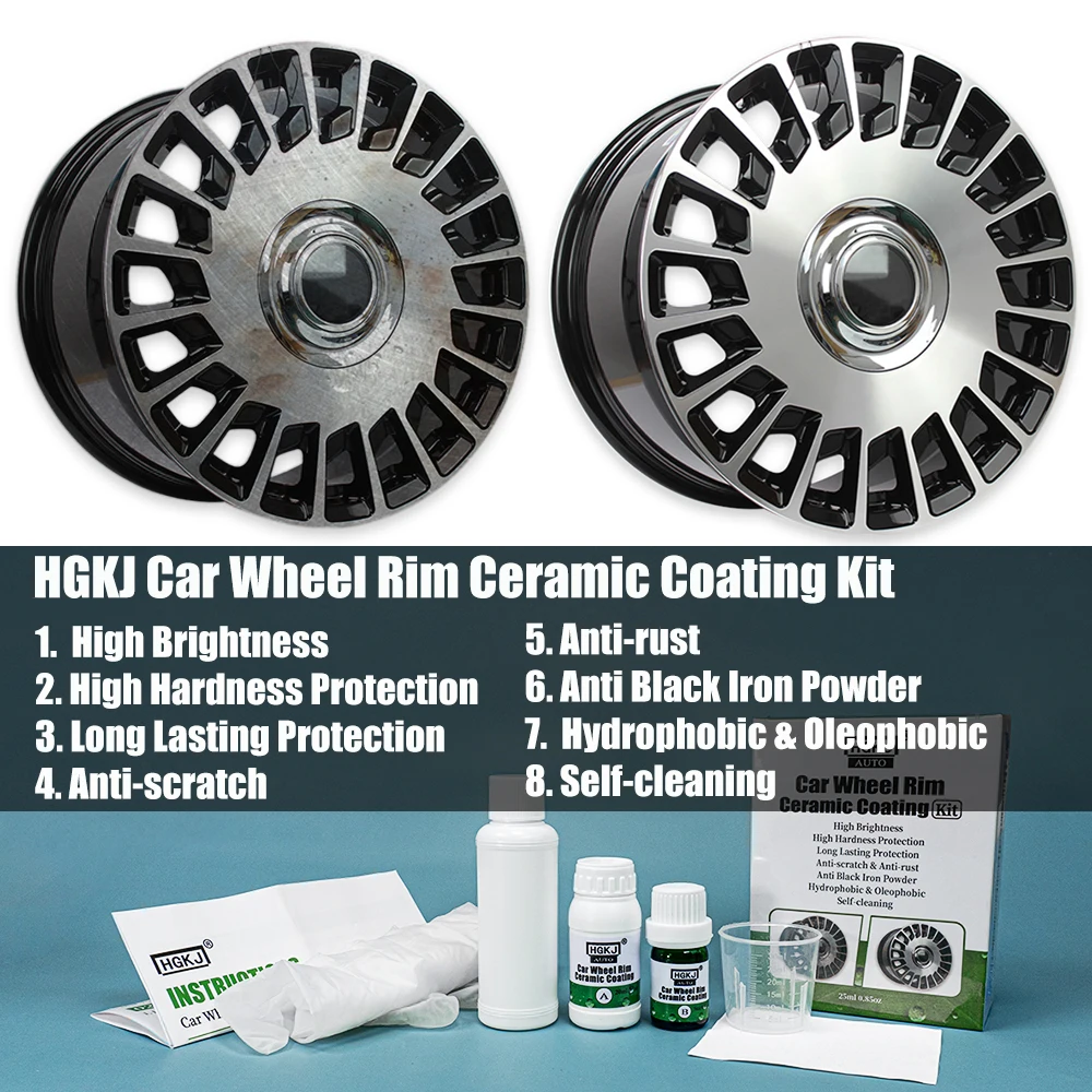 

HGKJ Car Wheel Rim Ceramic Coating Kit Anti-Rust Anti-Scratch Tire Rim Cleaning Kit Car Cleaning Tools Car Accessories