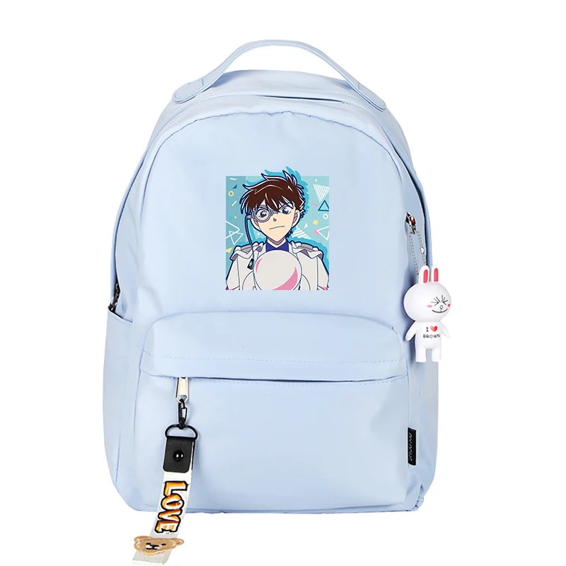 

Detective Conan Case Closed Small School Bags Candy Color Bookbag Kawaii Women Backpack Cute Mochila Rugzak Travel Bagpack