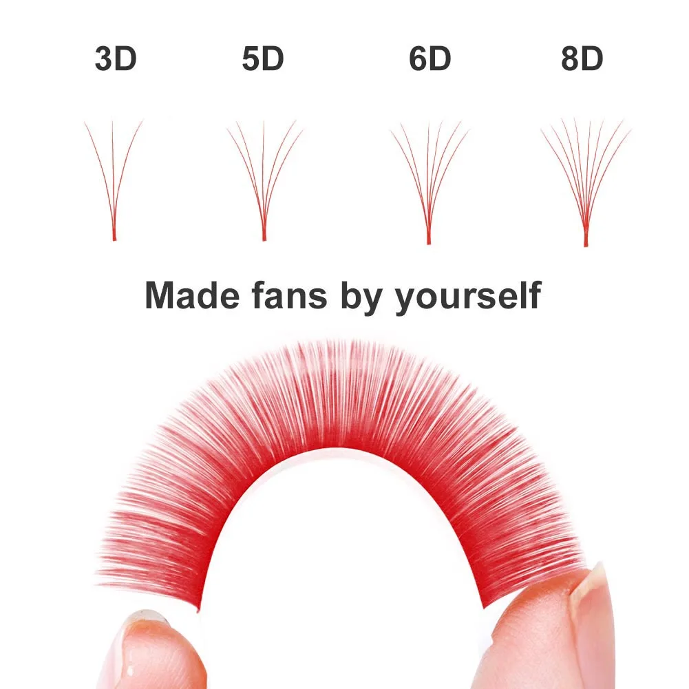 Colored Easy Fan Eyelashes Extension Blue Red Green Brown Faux Mink Colored Lashes Natural Soft Colorful Easy Fanning Lashes