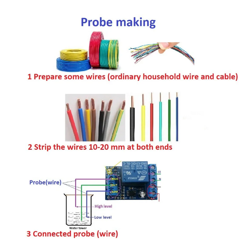 2 in 1 DC 12V Automatic Drainage Controller Module Pump Pour Water Automatic Controller Liquid Level Sensor Switch Relay Module