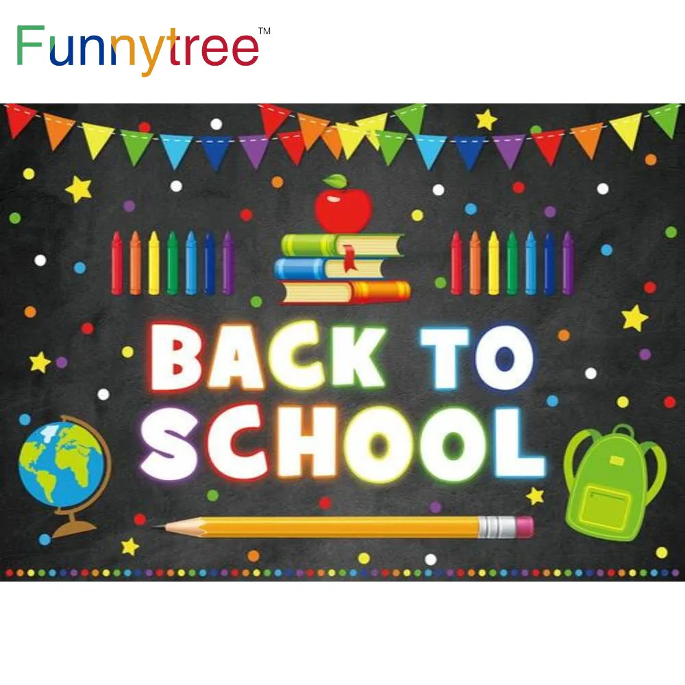 Funnytree Back To School Party Backdrop Kindergarten Student Children Blackboard Photo Studio Birthday Photography Photophone