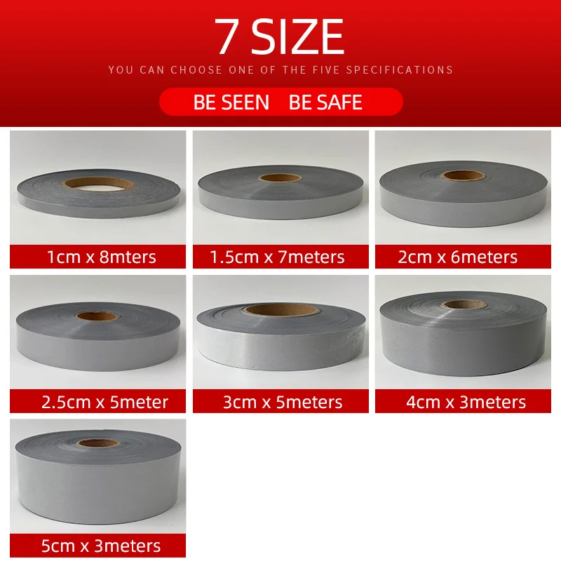 1/2/3/4/5/CM Heat Transfer Reflective Sticker Tape Material For Iron On Clothing Bag Shoes High Visibility