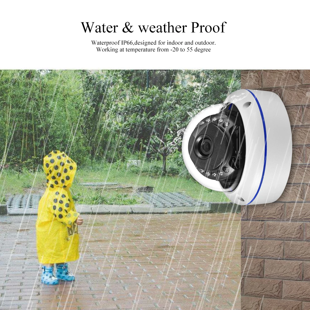 AZISHN Vandalproof 5MP 3MP 2MP H.265 Surveillance IP POE Camera Audio Microphone Dome Indoor Security Camera Email Push