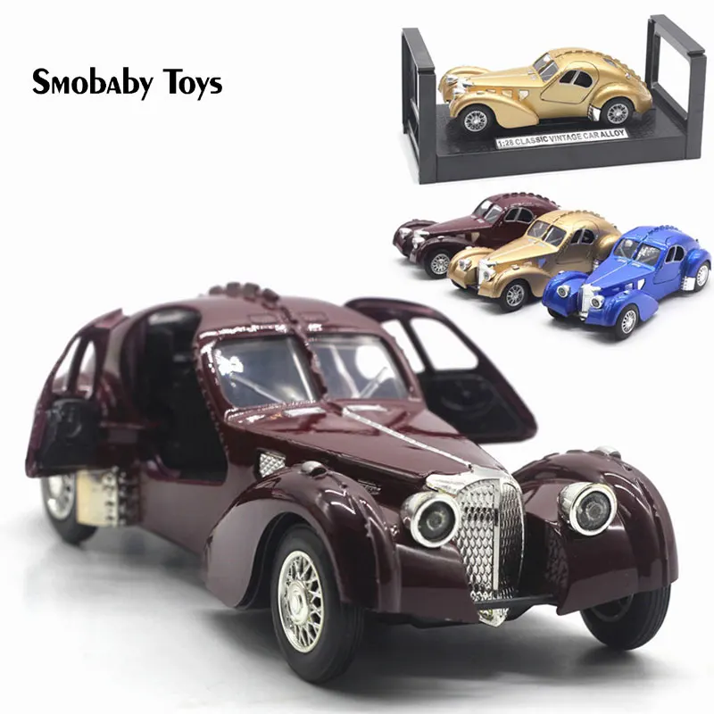 1:28 real alloy luxury car model alloy bugatti 57SC classic car toy sound light collection car model retro art home gift