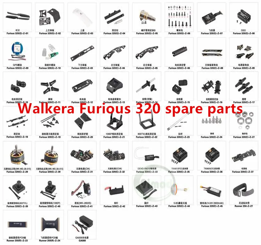 Walkera Furious 320 RC Quadcopter spare parts blade ESC gear Motor mount landing gear PCB board OSD receiver camera light etc