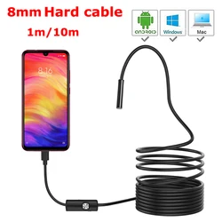 8 millimetri Lens HD 1 M/2 M/5 M/10 M Cavo del Disco Android USB Endoscopio luce della macchina fotografica Led Borescopes Fotocamera Per PC Android Phone