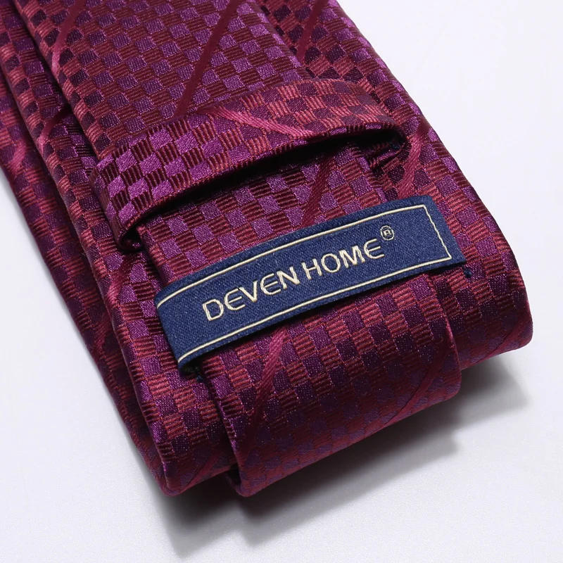 2024 Brand New Fashion di alta qualità da uomo 7CM Plaid scuro vino rosso cravatta da sposa abito formale cravatta da festa per regalo maschile
