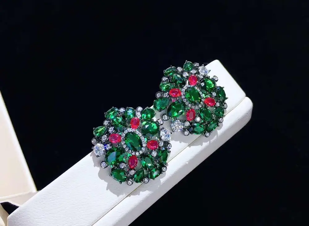 green color big earring vintage cubic zircon stud earring fashion women jewelry free shipping  europe