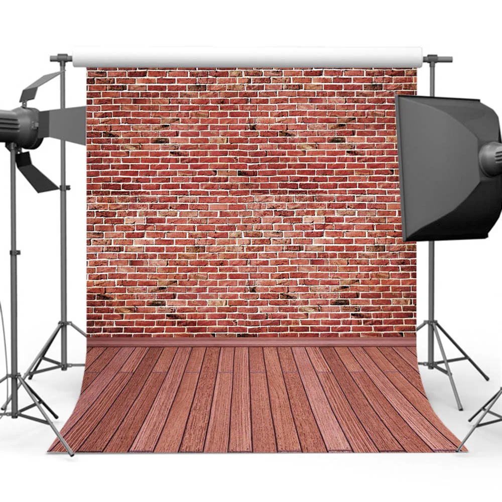 

MOCSICKARed Brick Wall Photography Backdrop Wood Floor Background for Photographers Photo Studio L-518