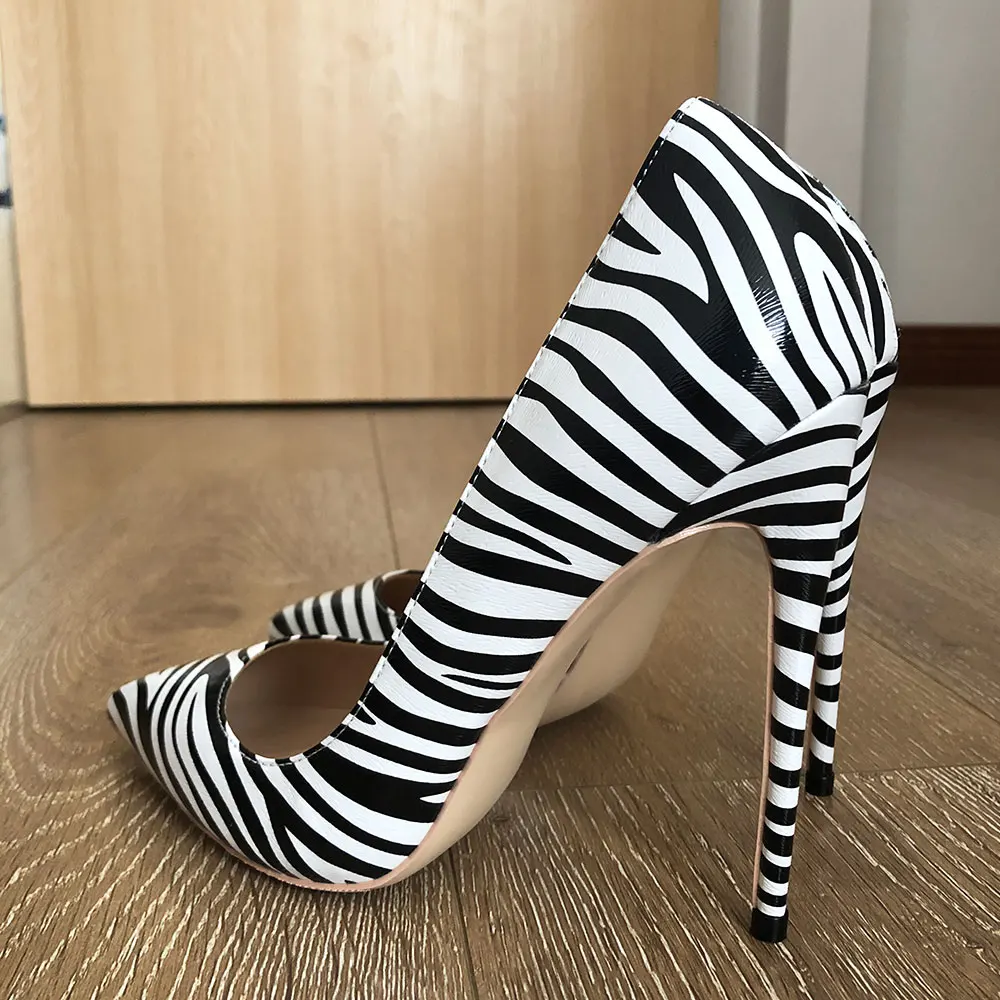 Tikicup Matte Zebra Printed Women Pointed Toe Extremely High Heels Sexy Ladies Chic Pumps Wedding Party Shoes Big Size 33-45