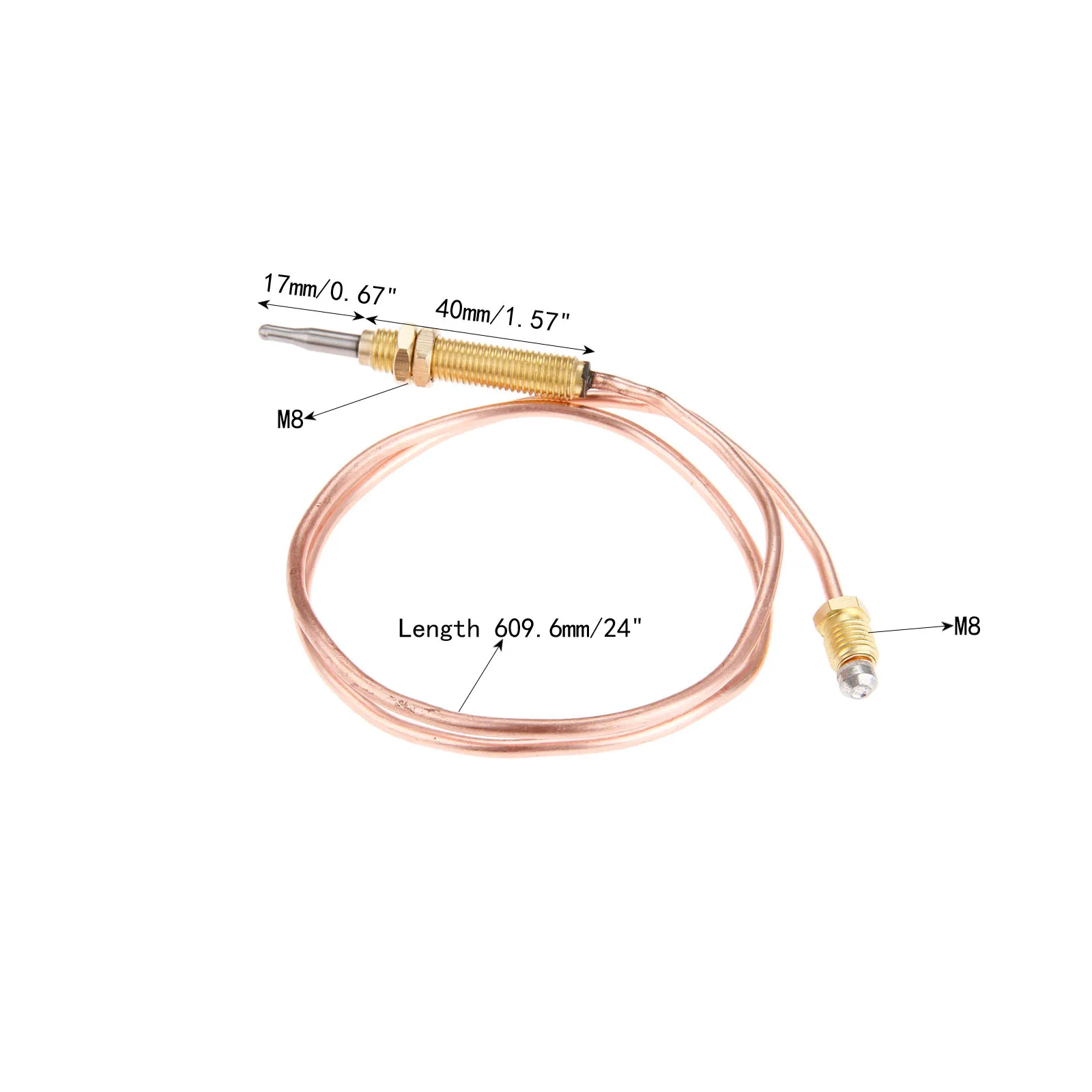 600mm BBQ M8x1 Universal Thermocouple Head Thread For Outdoor Gas  Heater