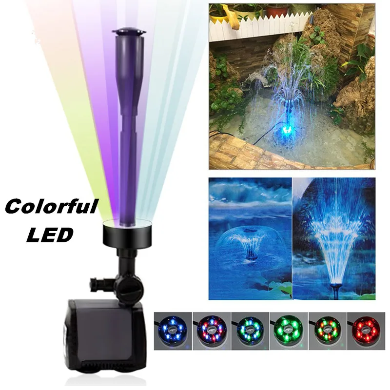 

40w 2000l/h Submersible Aquarium Water Fountain Pump Fish Tank Pond Garden LED Fountain Maker Aquatic Pump With Colorful LED